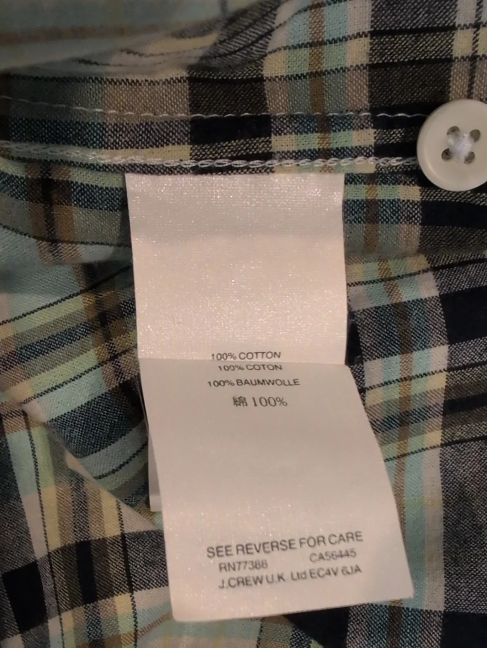 J. Crew Mens L Slim Indian Madras Long Sleeve Button Down Shirt Style #G0787
